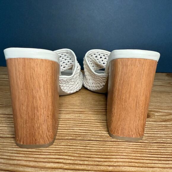 Steve Madden Cream Crochet Knit Block Heel Mules Womens 11 Cataleya - Picture 6 of 12